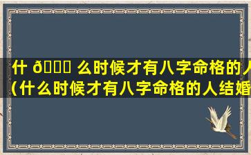 什 🐝 么时候才有八字命格的人（什么时候才有八字命格的人结婚）